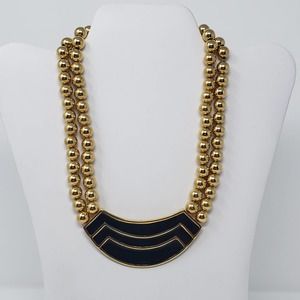 Napier Gold Tone Double Strand Enamel Necklace